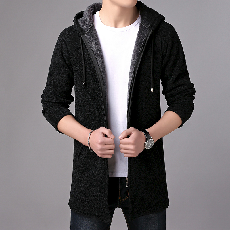 New Mens Sweater Autumn Winter Thick Warm Long Cardigan Men Hooded Sweater Coat Male Cardigan Sweater Jacket Casual Clothes 201124