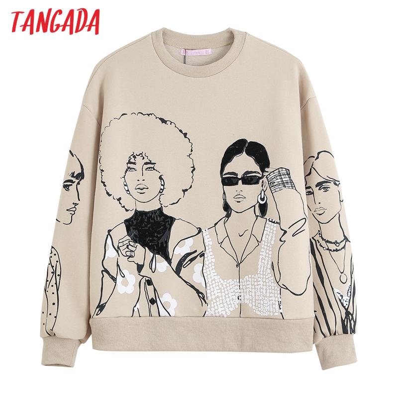 Women' Hoodies & Sweatshirts Tangada Women Charater Print Gray Oversize Long Sleeve O Neck Loose Pullovers Female Tops 4H1, Khaki
Women' Hoodies & Sweatshirts Tangada Women Charater Print Gray Oversize Long Sleeve O Neck Loose Pullovers Female Tops 4H1, Khaki