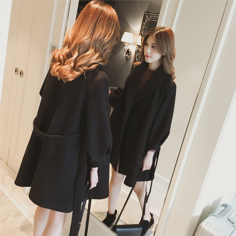 Winter Autumn Wool Coat Women Casual Belt Woolen Jackets Elegant Office Lady Long Sleeve Outerwear Abrigos Mujer Invierno 201216