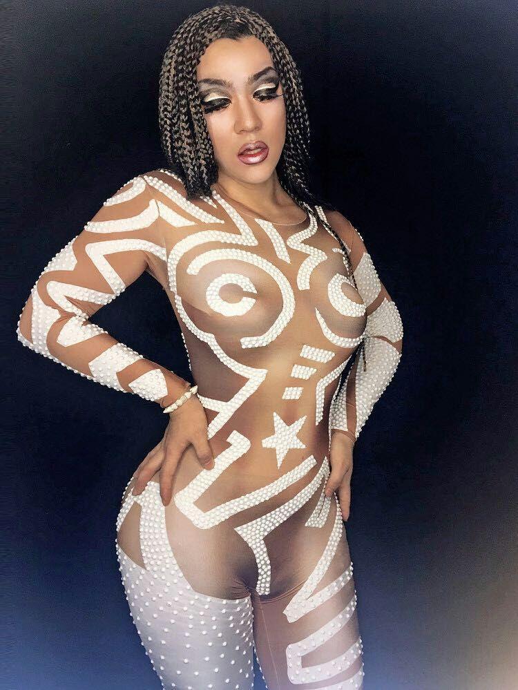 Style White Rhinestones Stretch Printing Rompers Women's Jumpsuit Outfit Dance Bodysuit Nightclub Costume Singer Wear
Style White Rhinestones Stretch Printing Rompers Women's Jumpsuit Outfit Dance Bodysuit Nightclub Costume Singer Wear