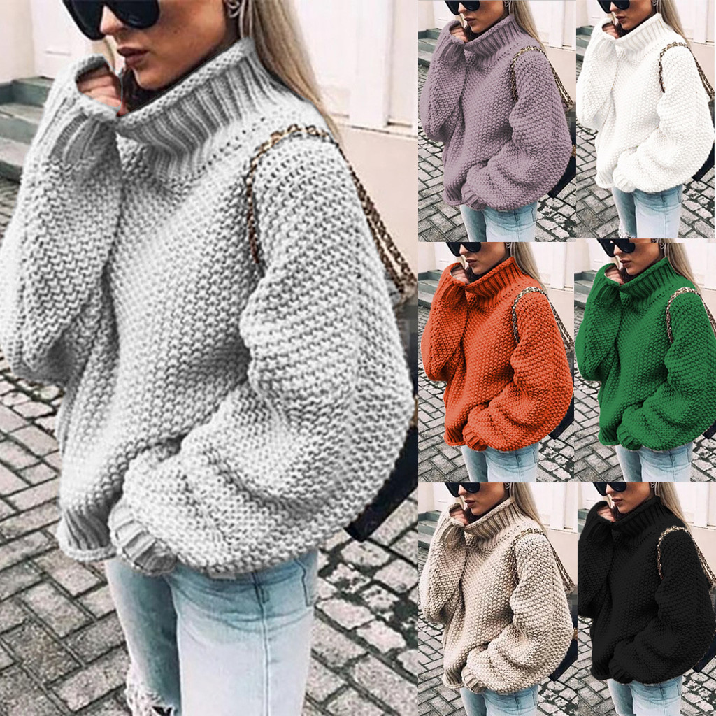Winter Fashion Women Solid Turtleneck Sweater Female Long Sleeve Chic Elegant Ladies Jumpers Sweater Oversized Pull Femme #BL2 201030