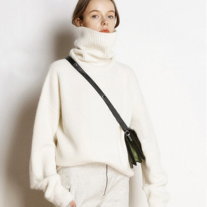 Women' high-necked shirt 100% wool and cashmere knit jumpers pullovers ladies loose New hot winter, White
Women' high-necked shirt 100% wool and cashmere knit jumpers pullovers ladies loose New hot winter, White