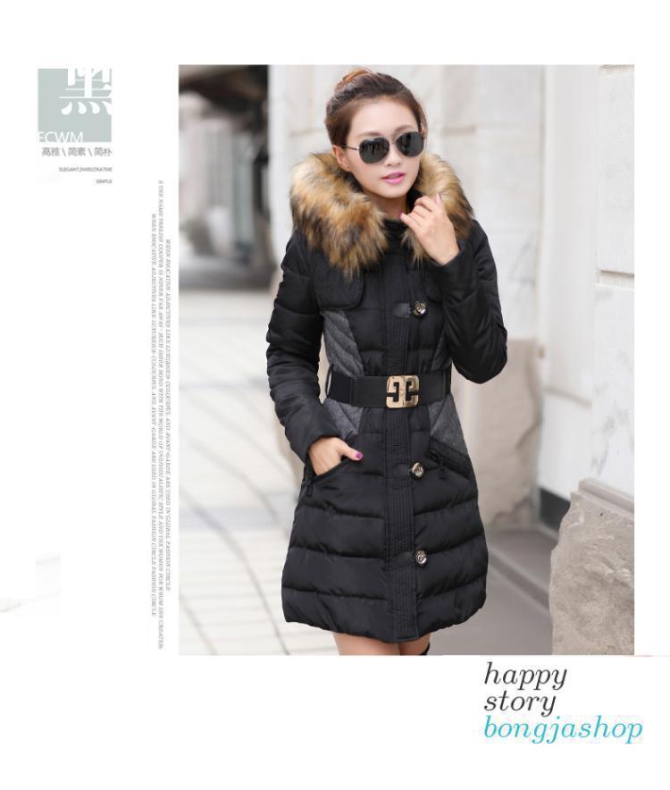 coat coat in the long section of large size Korean Hooded Jacket thick color slim cotton padded clothes wholesale 201217