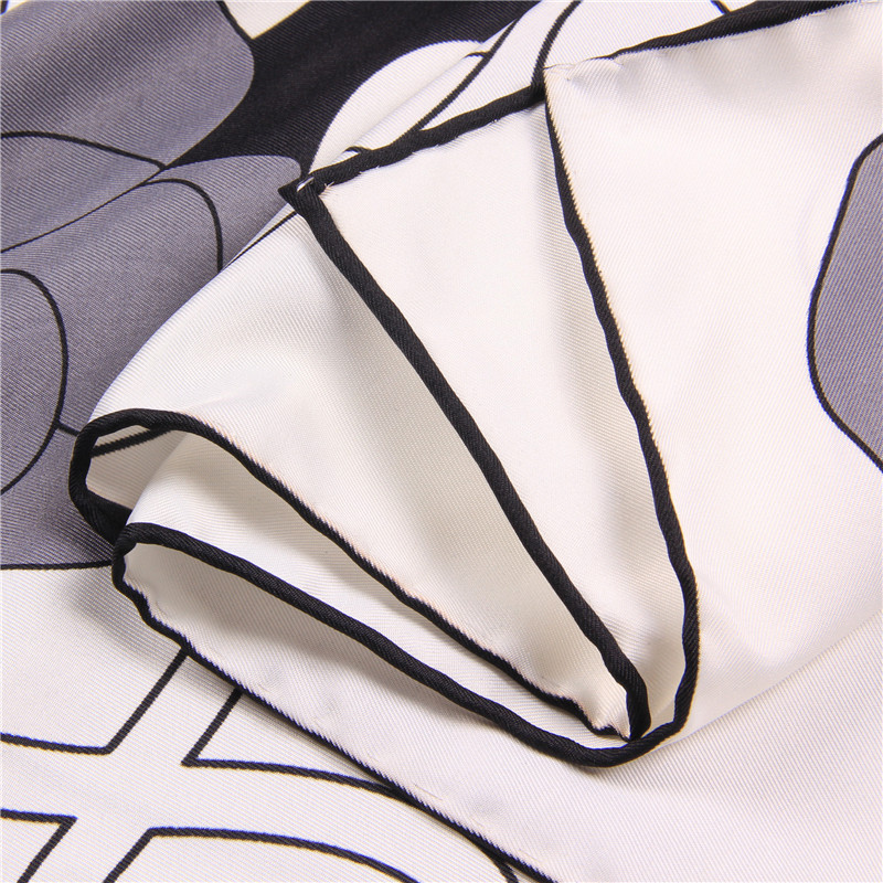 Double-Sided Flower Print Hair Scarf Wrap Shawl 90 Silk Scarfs Square Handmade Joker Neck Foulard Satin Hand Rolled Edge Bandana Headband