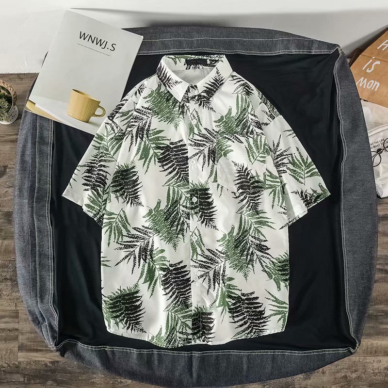 2020 Summer Men's shirts Fashion Hawaii Beach Short sleeve Tops Homme shirts Casual Streetwear personality shirts men, Green