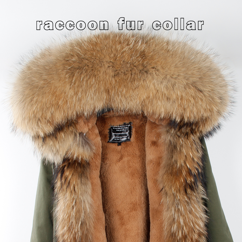 Winter Jacket Women Real Fur Collar Long Parka Waterproof Big Natural Raccoon Fur Collar Outwear Warm Thick Faux Lining ODDFOX 201103