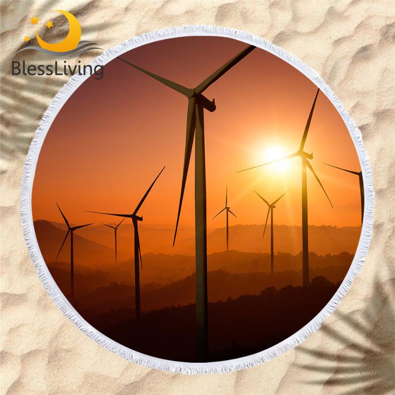 BlessLiving Windmill Beach Towel Wind Turbines Bath Towel Toalla Sunset Scenery Blanket 3D Print Sunrise Natural Round Beach Mat
BlessLiving Windmill Beach Towel Wind Turbines Bath Towel Toalla Sunset Scenery Blanket 3D Print Sunrise Natural Round Beach Mat