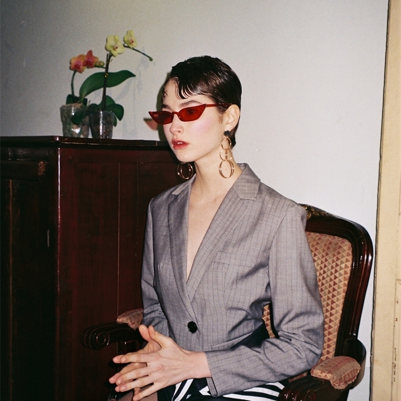 GETSRING Women Suit Blazer Striped Bangage False 2 Blazers Long Sleeve Single Breasted Suit Coat All Match Woman Tops Autumn New 201026
