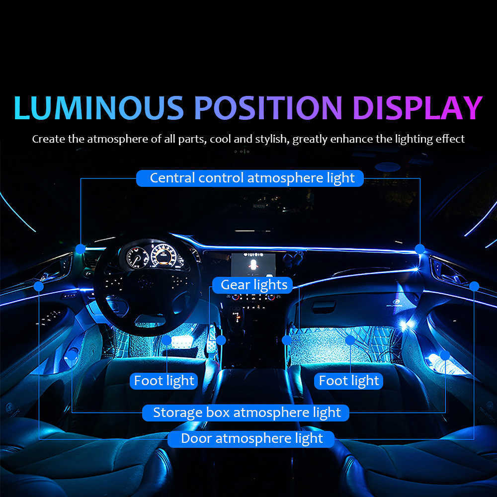 New Car LED Foot Light Ambient Lamp With Bluetooth APP Music Control Multiple Modes Auto Interior Decorative RGB Light Strip Outdoor