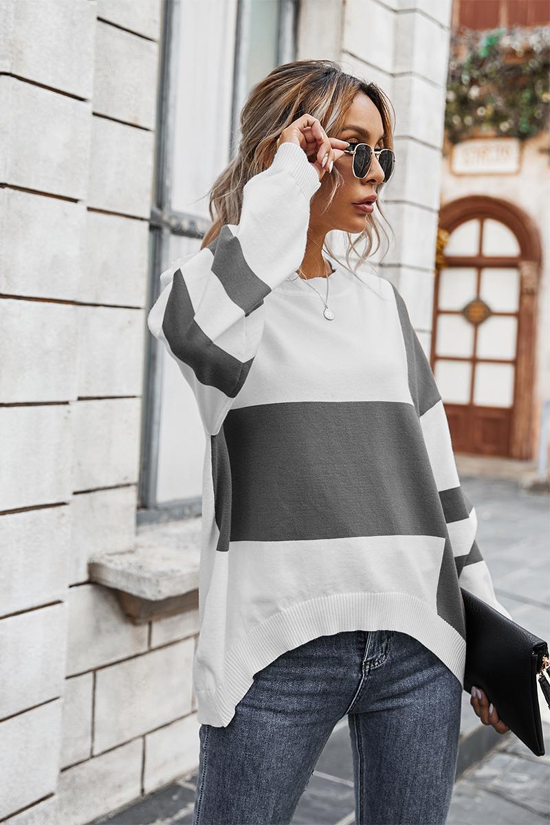 Women O Neck Striped Patchwork Casual Sweaters Long Sleeve Irregular Hem Elastic Cuffs Pullover 2020 Winter Warm Women Pullover, As picture
Women O Neck Striped Patchwork Casual Sweaters Long Sleeve Irregular Hem Elastic Cuffs Pullover 2020 Winter Warm Women Pullover, As picture