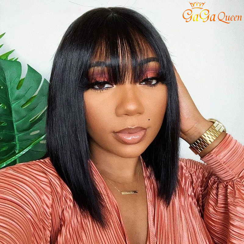 Short bob human hair wigs Brazilian Straight Wigs For Black Women Natural Color Full Machine Wigs With Bang
Short bob human hair wigs Brazilian Straight Wigs For Black Women Natural Color Full Machine Wigs With Bang