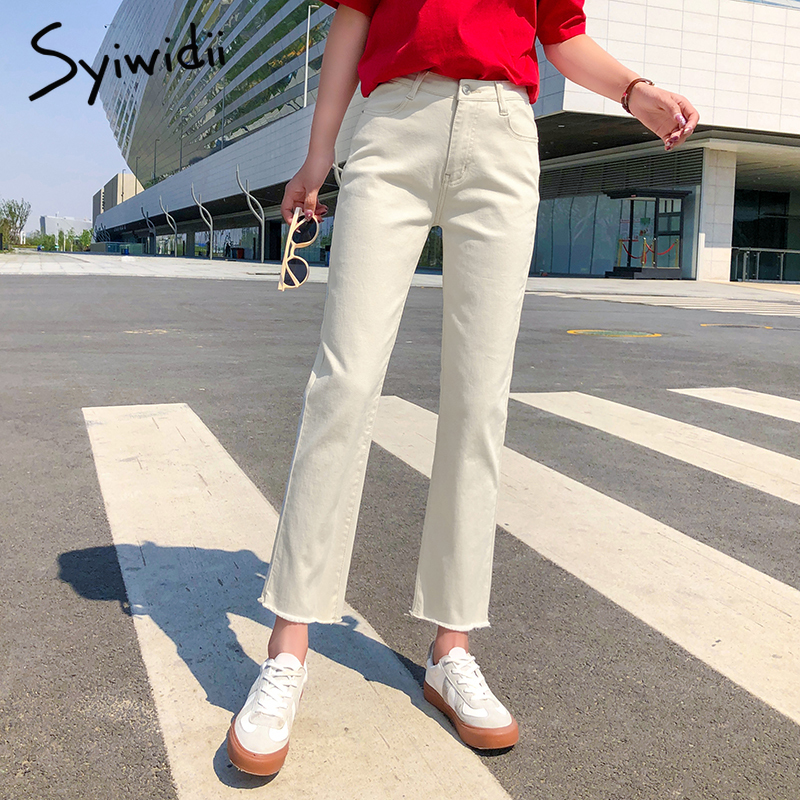 slim black jeans woman plus size denim pants womens clothing streetwear high waist jean Tassel Straight stretch jeans for women 201105