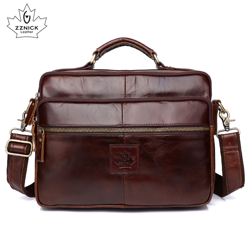 Men's Shoulder Bag Leather Laptop Office s For Men Genuine s Briefcase y Handbag Male ZZNICK 220216