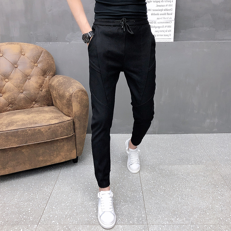 Fashion Korean Solid Joggers Men High Quality Autumn Winter Thick Pants Men Slim Fit Drawstring Mens Casual Pants Black/Gray 36 201027