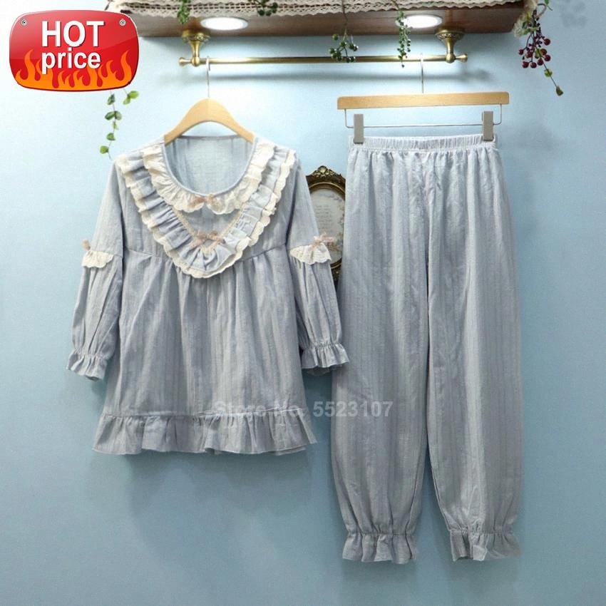 Korean Style Women Cute Lolita Costume Pajamas Set Cotton Jacquard Full Sleeve Vintage Lace Sleepwear Female Loungewear #Zy8a, Black;white
Korean Style Women Cute Lolita Costume Pajamas Set Cotton Jacquard Full Sleeve Vintage Lace Sleepwear Female Loungewear #Zy8a, Black;white