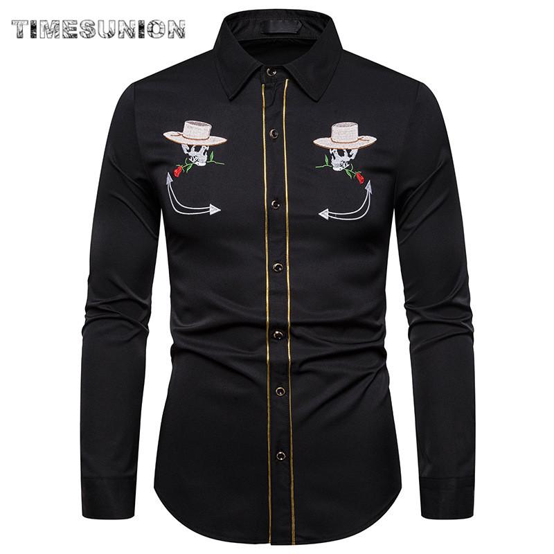 Mens Western Cowboy Shirt Stylish Embroidered Slim Fit Long Sleeve Party Shirts Men Brand Design Banquet Button Down Shirt Male, Black
Mens Western Cowboy Shirt Stylish Embroidered Slim Fit Long Sleeve Party Shirts Men Brand Design Banquet Button Down Shirt Male, Black