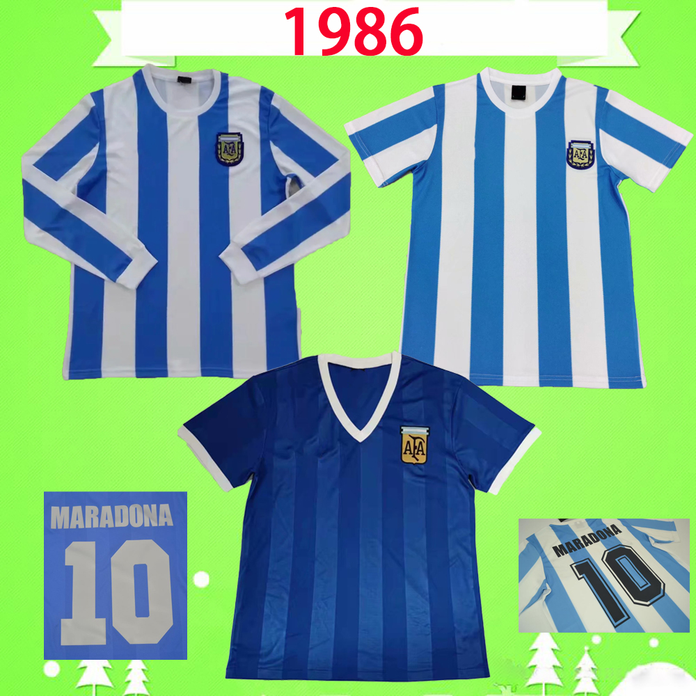 #10 Maradona 1986 Argentina Retro Soccer Jerseys Kempes CANIGGIA 86 Vintage Football Shirts Classic home away blue Camisetas de Futbol от DHgate WW