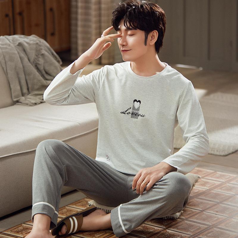 Fashion Autumn Pure Gray Pajama Sets for Men Winter Warm Cotton Male Sleepwear Simple Love pattern Home Clothes Lounge Nightwear, A022
Fashion Autumn Pure Gray Pajama Sets for Men Winter Warm Cotton Male Sleepwear Simple Love pattern Home Clothes Lounge Nightwear, A022