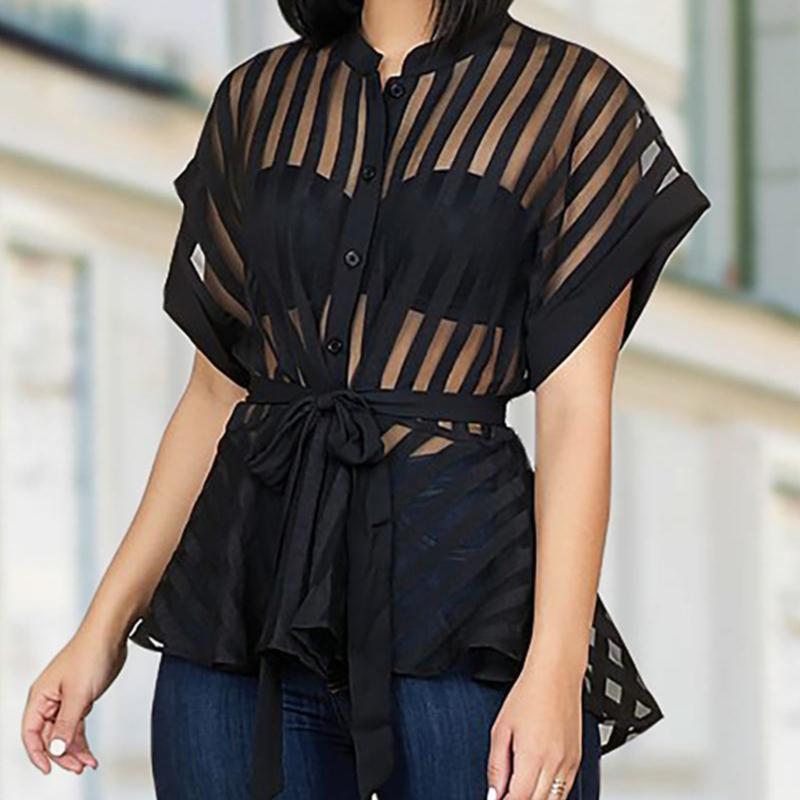 Women Summer See Through Striped Peplum Tops Mesh Shirt Blouse Elegant Streetwear Sexy Classy Party Clubwear, Black
Women Summer See Through Striped Peplum Tops Mesh Shirt Blouse Elegant Streetwear Sexy Classy Party Clubwear, Black