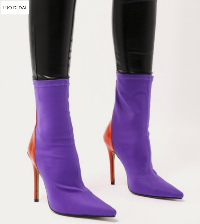 2020 fashion point toe ankle boots patchwork boots women runway mixed color booties dress shoes thin heel party shoes booties, Black
2020 fashion point toe ankle boots patchwork boots women runway mixed color booties dress shoes thin heel party shoes booties, Black