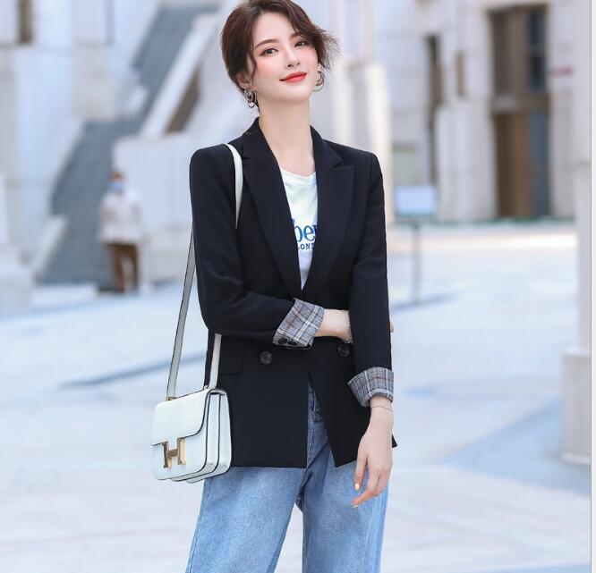 2020 Autumn Winter Double Breasted Blazer Women Formal Interview Long Sleeve Loose Jacket office lady work plus size blue coat, Black
2020 Autumn Winter Double Breasted Blazer Women Formal Interview Long Sleeve Loose Jacket office lady work plus size blue coat, Black