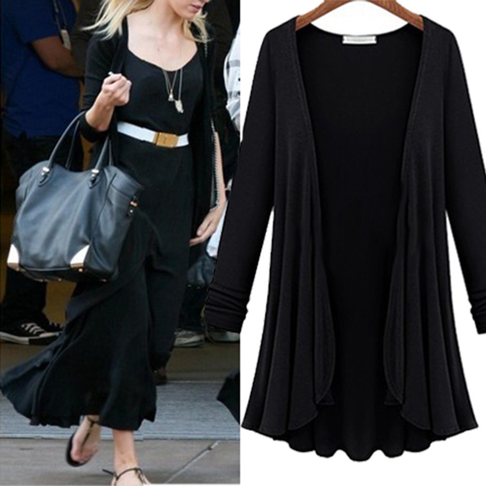 2020 NEW Women Fashion Cotton Top Thin Blouse Long Sleeve Summer Cardigan Sweater Coat Big Size Flounce Plus Size T200101