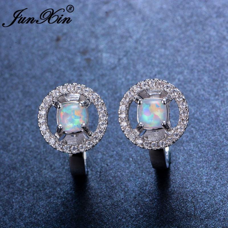 JUNXIN Women Round White Fire Opal Earring Silver Color Hoop Earrings For Women Fashion Jewelry Double Earrings
JUNXIN Women Round White Fire Opal Earring Silver Color Hoop Earrings For Women Fashion Jewelry Double Earrings