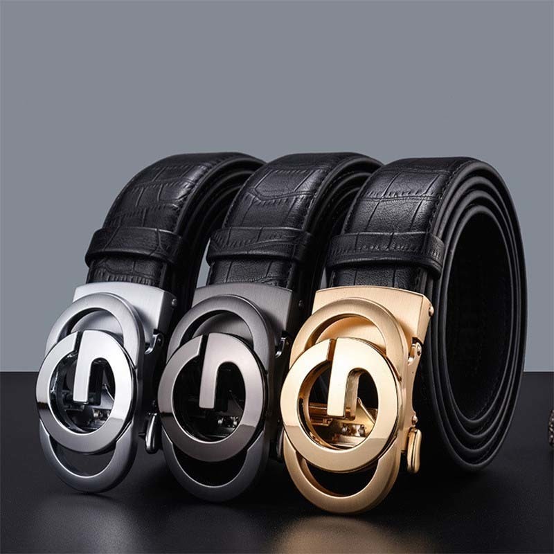 Genuine leather for men gold fashion/strip/black g male buckle automatic cowskin belt belts