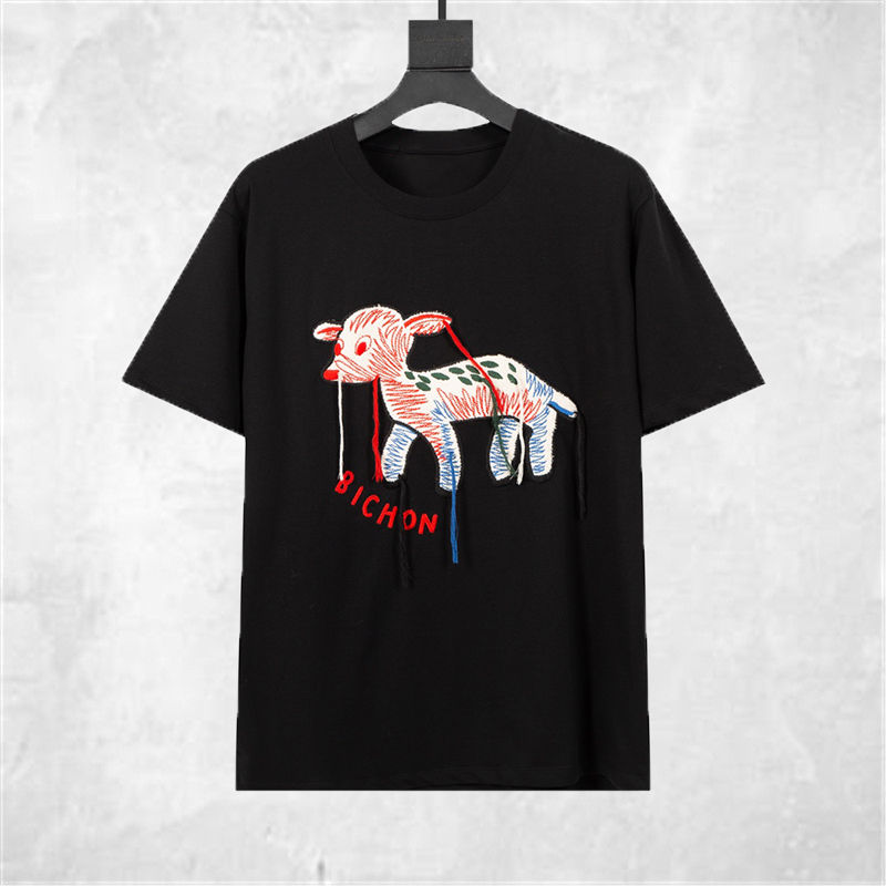 Fashion Stylist Womens T Shirts 2021 Men Women Couples Bichon Embroidery Tassel Short Sleeve Shirt Summer Hip Hop Tees