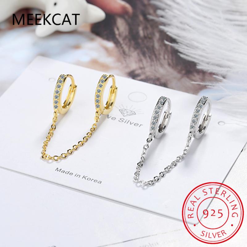 MEEKCAT 925 Sterling Silver Double Circle Hoops Chain Guggies Clips On Earring Safe Loops Clear Zircon Ring Women Jewelry
MEEKCAT 925 Sterling Silver Double Circle Hoops Chain Guggies Clips On Earring Safe Loops Clear Zircon Ring Women Jewelry