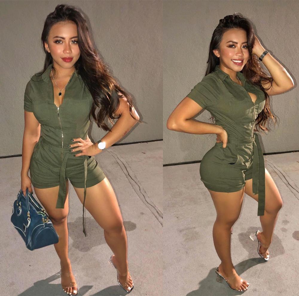 New Product Women Summer Bodysuits Sexy Fitness VNeck Short Sleeve Rompers Street Night Club Party Jumpsuits Outfits T200618