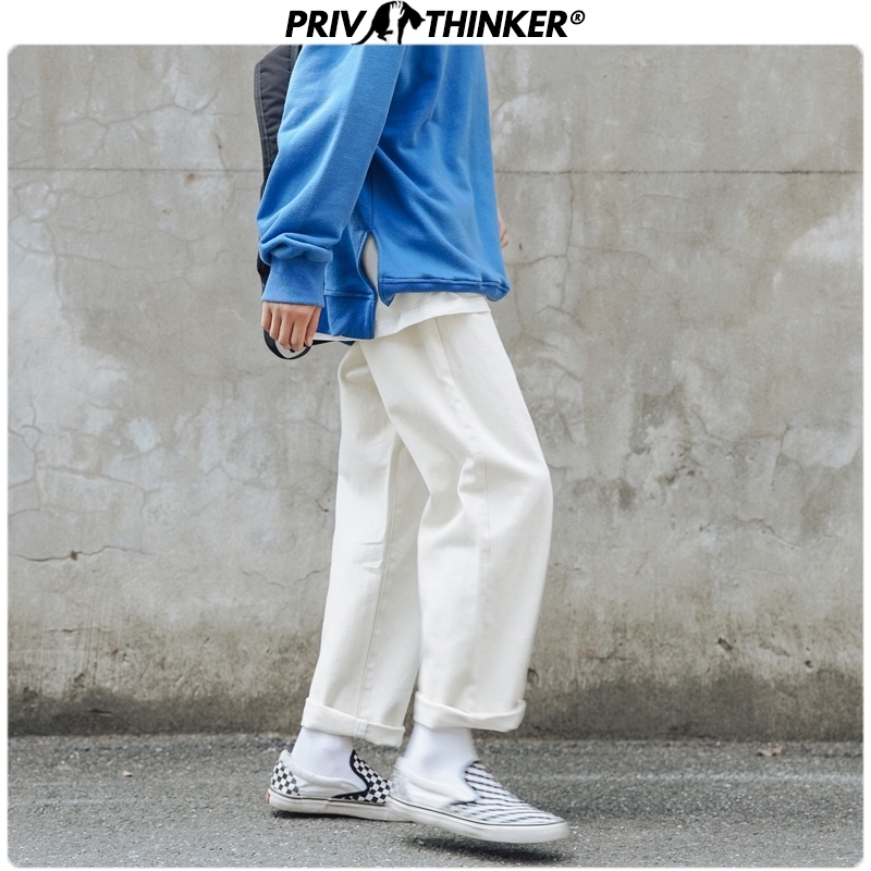 Privathinker Men Spring Straight White Full-length Pants Mens Casual Summer Sweatpants Male Korean Trousers Fashion Bottoms 201128