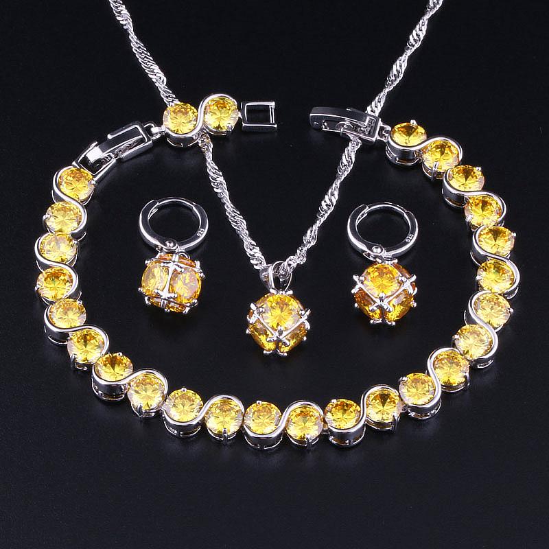 Earrings & Necklace Love Monologue Yellow Crystal Cubic Zirconia Silver Color Pendant Bracelets 4PCS Jewelry Sets X0348
Earrings & Necklace Love Monologue Yellow Crystal Cubic Zirconia Silver Color Pendant Bracelets 4PCS Jewelry Sets X0348