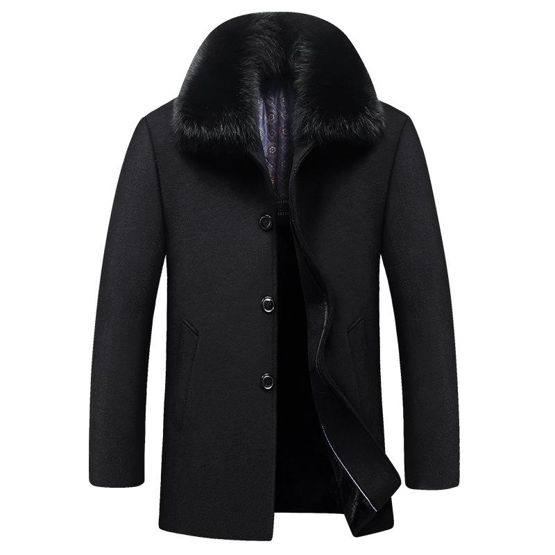 Men's woolen coat with cotton thickening autumn and winter new woolen coat business casual men's wear medium and long, Black
Men's woolen coat with cotton thickening autumn and winter new woolen coat business casual men's wear medium and long, Black
