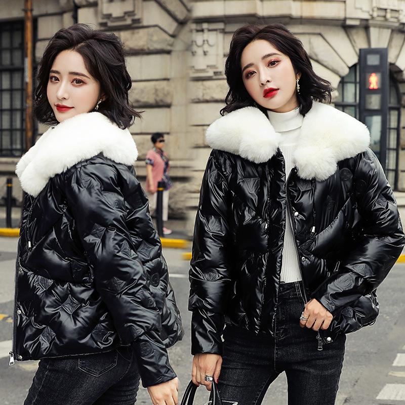 New Glossy Parka Women Winter Jacket Cotton Padded Warm Thicken Big Fur Collar Ladies Short Coats Parka Womens Jackets, Black
New Glossy Parka Women Winter Jacket Cotton Padded Warm Thicken Big Fur Collar Ladies Short Coats Parka Womens Jackets, Black