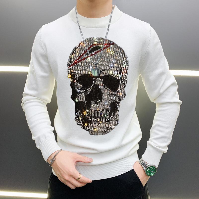 Men's trend skull hot drilling men's long-sleeved t-shirt autumn clothing social people clothing autumn tops tide in, As shown asian size
Men's trend skull hot drilling men's long-sleeved t-shirt autumn clothing social people clothing autumn tops tide in, As shown asian size