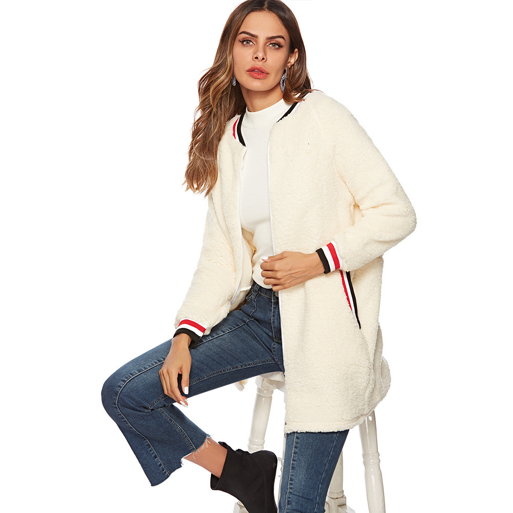 2021 New Autumn and Winter Around the Neck Rib Pocket Bubble Velvet Coat Women's Clothes CQPC, Creamy-white.
2021 New Autumn and Winter Around the Neck Rib Pocket Bubble Velvet Coat Women's Clothes CQPC, Creamy-white.