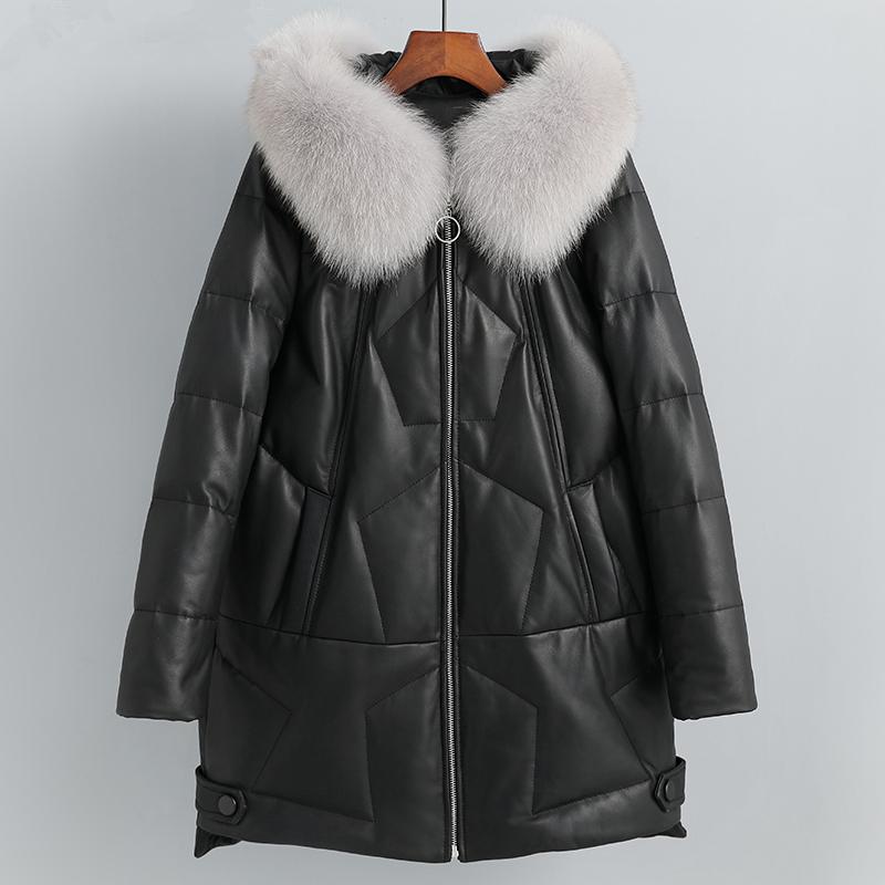 2020 high quality Women's Genuine Leather Jacket Winter Duck Down Jacket Hooded Fur Collar 100% Sheepskin Coat Female Warm, Black
2020 high quality Women's Genuine Leather Jacket Winter Duck Down Jacket Hooded Fur Collar 100% Sheepskin Coat Female Warm, Black