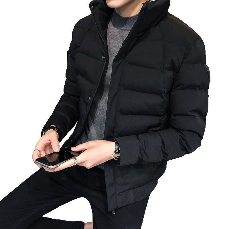 Men's Cotton Coat Autumn Winter Thick Coat Mens Jacket Puffer Jacket Stand Collar Zipper Warm Black Jacket For Mens 201127