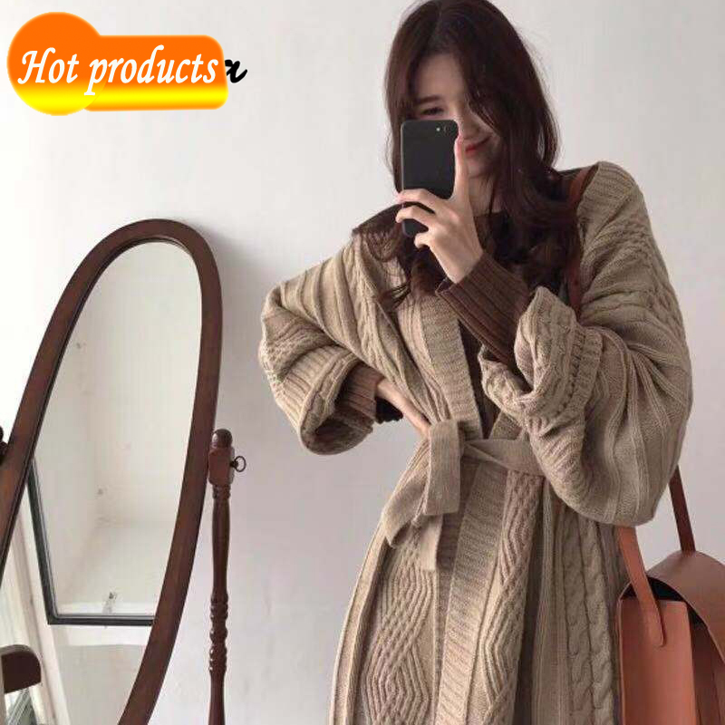 Long thick winter cardigan woman's knitted-jacket sleeve casual jumper sweater streetwear open nightgown ZZTM, Brown
Long thick winter cardigan woman's knitted-jacket sleeve casual jumper sweater streetwear open nightgown ZZTM, Brown