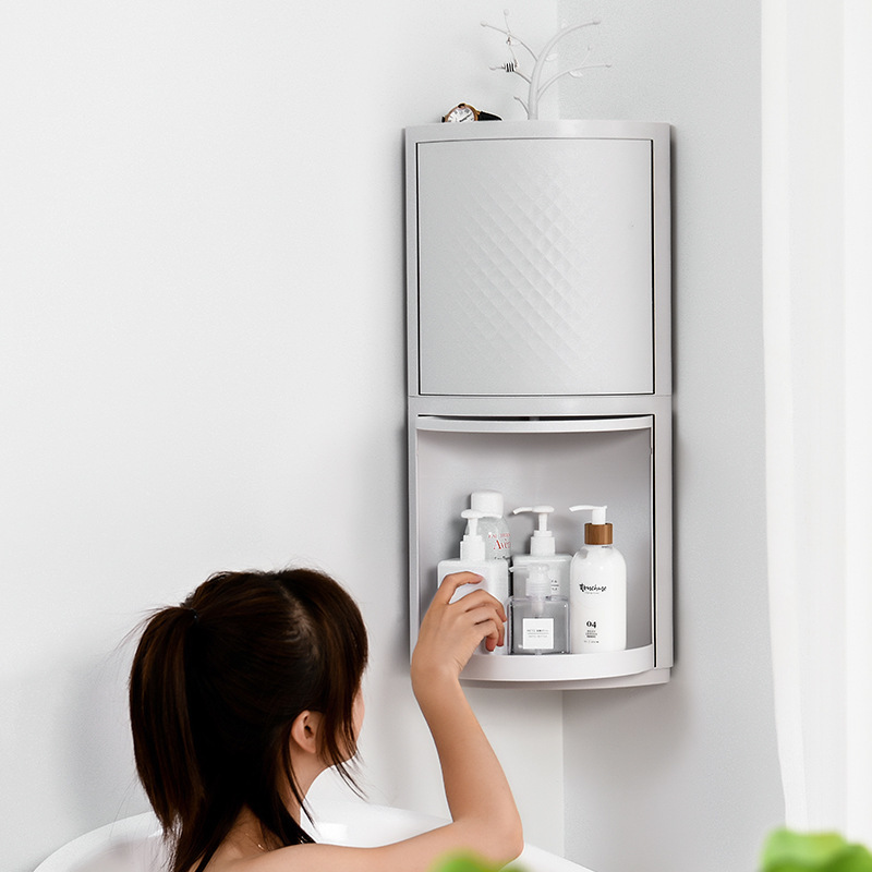 360 Rotating Bathroom Kitchen Storage Rack Organizer Shower Shelf Tray Holder Accessories Sets 210423