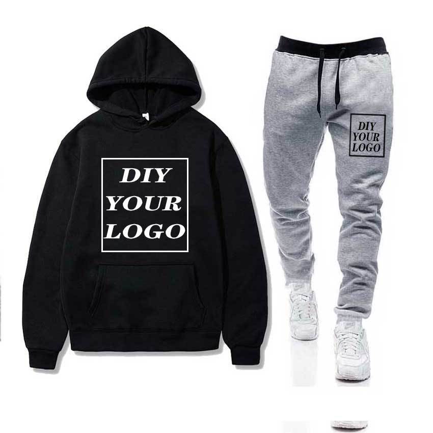 Mens Sets Sportswear Thick HoodiePants DIY Sport Suits Casual Sweatshirts Tracksuit Male Sportswear Gyms Fitness trouser 201118