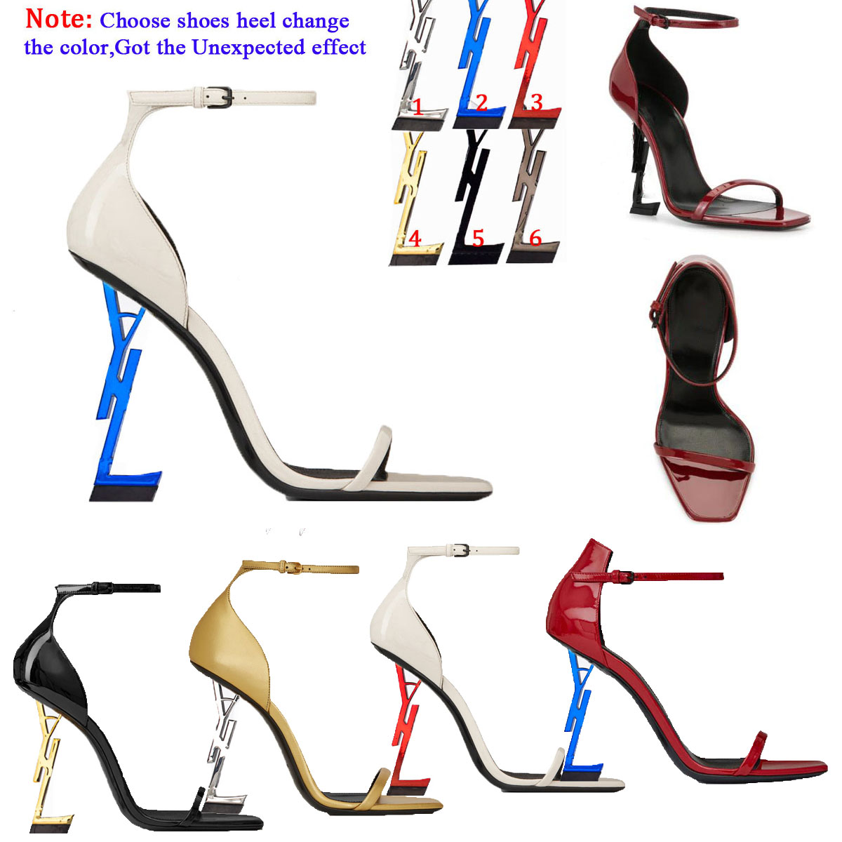 

Paris Metal Letters Luxury Designer High Heels shoes Women Sexy Open Toe Super Highs Heel Sandals Bridal Wedding Banquet Shoe White Patent Leather Sandal, Boxes