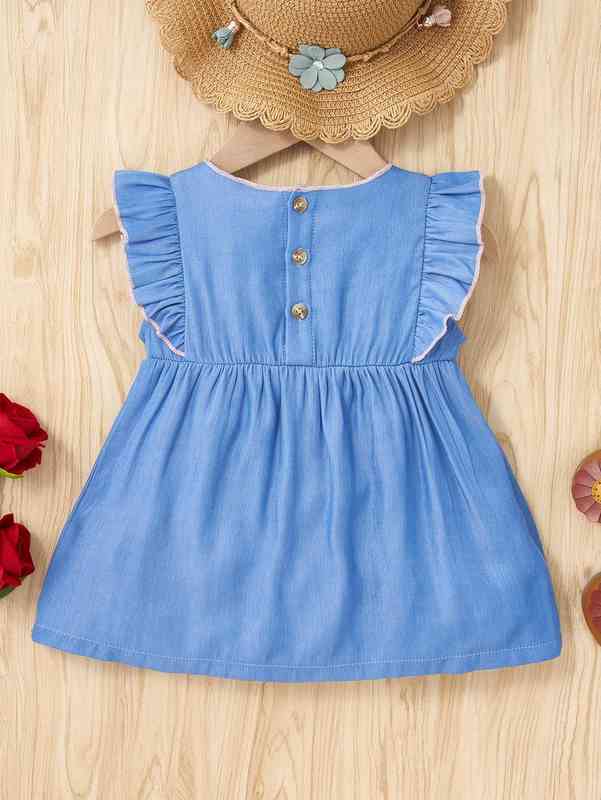 Baby Floral Embroidery Ruffle Sleeve Dress SHE
