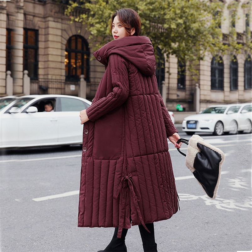 Hooded Long parka down parka women winter coat jacket Long style off the knee down cotton padded jacket for women 206 201217
