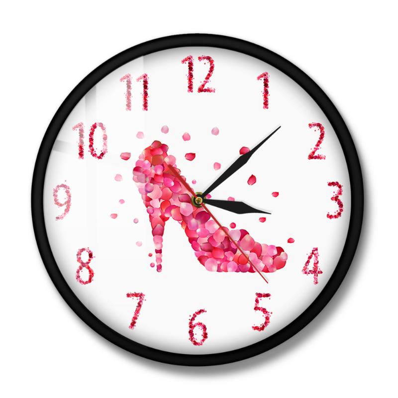 Pink Fashion Wall Art Woman Bedroom Pink Rose Petal Style High Heels Shoe Silent Wall Clock Girly Home Decor Hanging Watch
Pink Fashion Wall Art Woman Bedroom Pink Rose Petal Style High Heels Shoe Silent Wall Clock Girly Home Decor Hanging Watch