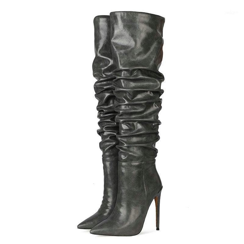 2020 Fashion Pleated Autumn Boots Women Slip On Thin High Heel Knee High Boots Ladies Pointed Toe Faux Leather Shoes Woman1, Silver
2020 Fashion Pleated Autumn Boots Women Slip On Thin High Heel Knee High Boots Ladies Pointed Toe Faux Leather Shoes Woman1, Silver
