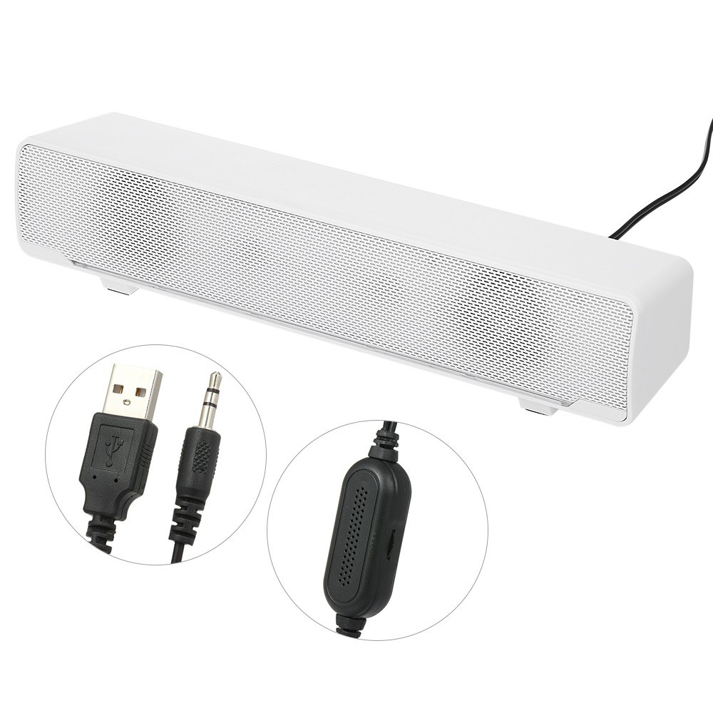 USB Wired Computer Speaker Bar Stereo Soundbar Subwoofer Music Player Bass Surround Sound Box for TV PC Laptop Smartphone Tablet MP3 MP4