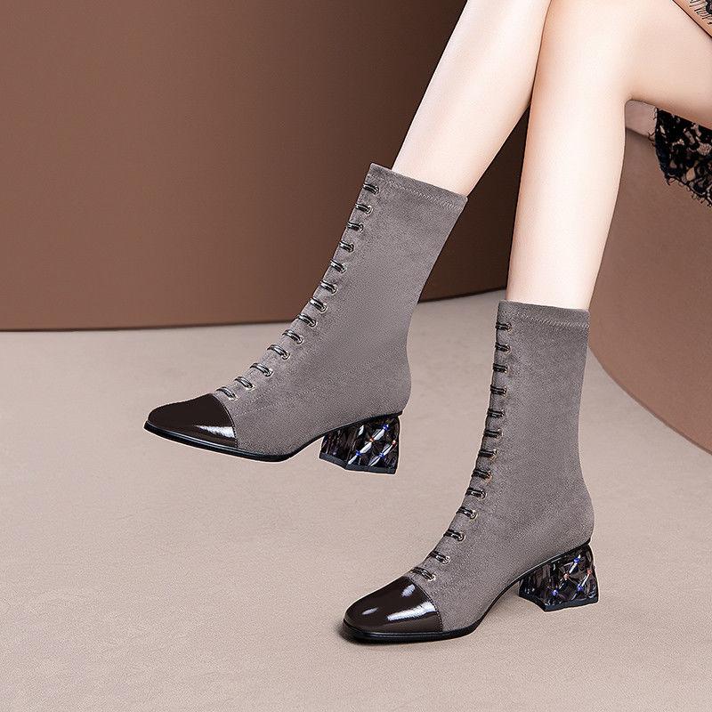 Stretch Boots Woman Mid Calf Boot Elastic Fabric Square Toe Heel Women's Autumn/Winter Shoes 2020 Female Footware BLACK KHAKI
Stretch Boots Woman Mid Calf Boot Elastic Fabric Square Toe Heel Women's Autumn/Winter Shoes 2020 Female Footware BLACK KHAKI
