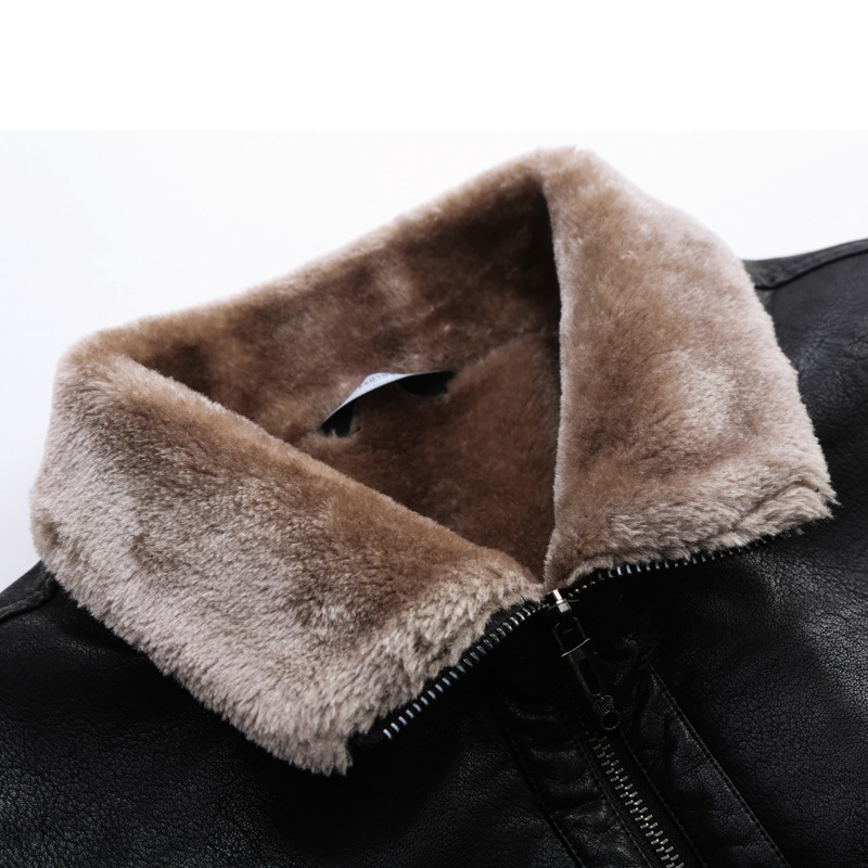 QUANBO Winter Top Quality Wool Liner Men's Leather Jacket New Fashion Business Casual Thicken Warm PU Men Fur Coat 201119